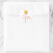 Ballerina danser blond vierkante sticker (Tas)