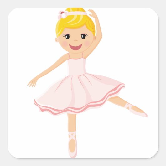 Ballerina danser blond vierkante sticker (Voorkant)