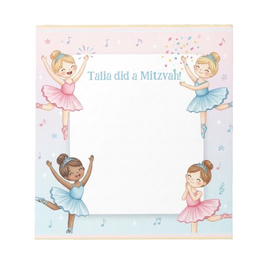Ballerina danser gepersonaliseerde Mitswa Note Not Notitieblok (Voorkant)