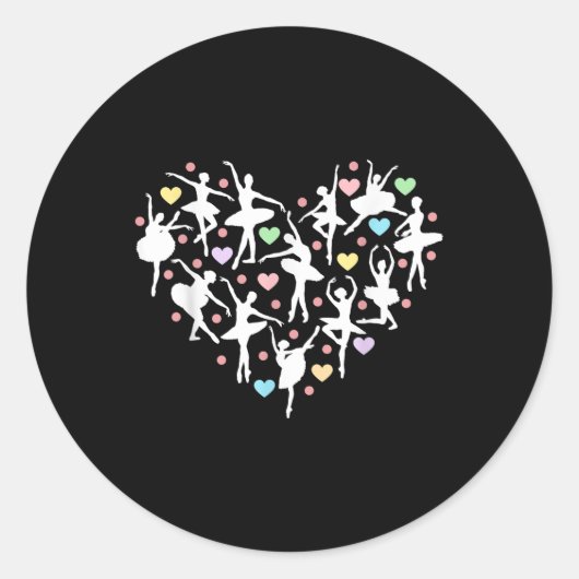 Ballerina Danser Hart Valentijnsdag Docent Danc Ronde Sticker (Voorkant)
