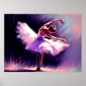 Ballerina danser Posing pastel tekening Paarse bla Poster (Voorkant)