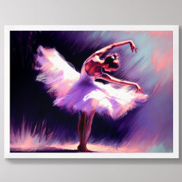 Ballerina danser Posing pastel tekening Paarse bla Poster