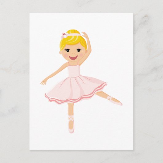 Ballerina danseres blond briefkaart (Voorkant)