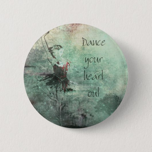 Ballerina danst haar hart uit ronde button 5,7 cm (Voorkant)