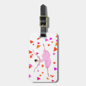 Ballerina danst in Colorful Hearts Bagagelabel (Voorkant verticaal)