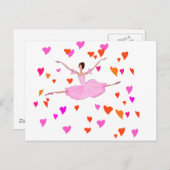 Ballerina danst in Colorful Hearts Briefkaart (Voorkant / Achterkant)
