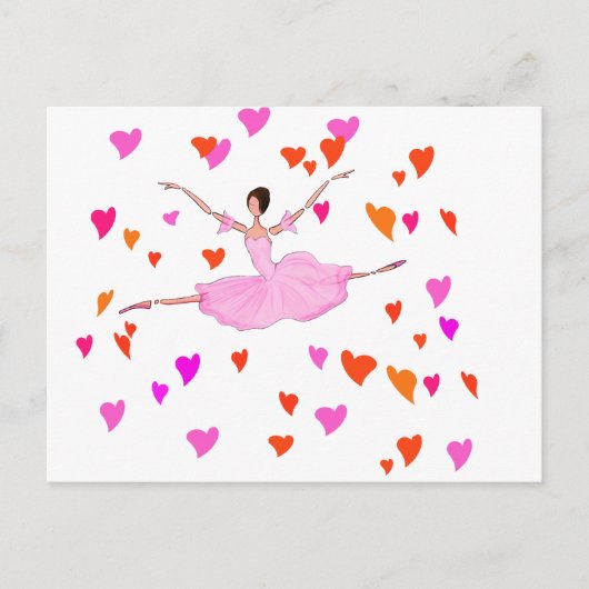Ballerina danst in Colorful Hearts Briefkaart (Voorkant)