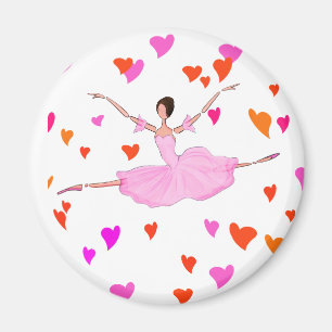 Ballerina danst in Colorful Hearts Magneet