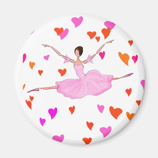 Ballerina danst in Colorful Hearts Magneet (Voorkant)