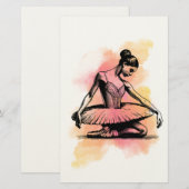 Ballerina danst in kleur briefpapier (Voorkant / Achterkant)