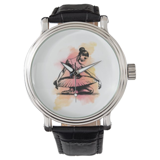 Ballerina danst in kleur  horloge (Voorkant)