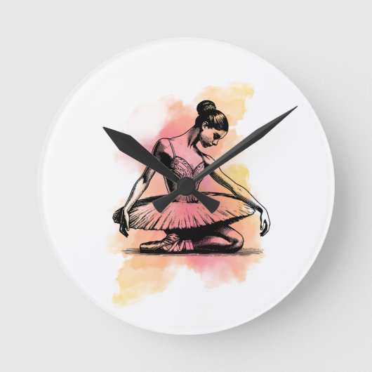 Ballerina danst in kleur ronde klok (Voorkant)