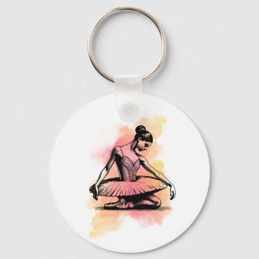 Ballerina danst in kleur  sleutelhanger (Voorkant)