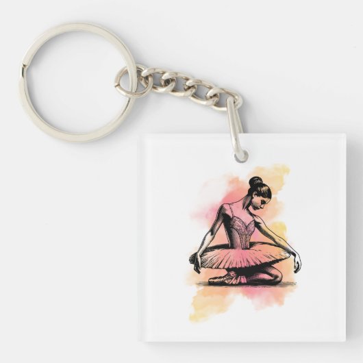 Ballerina danst in kleur  sleutelhanger (voorkant)