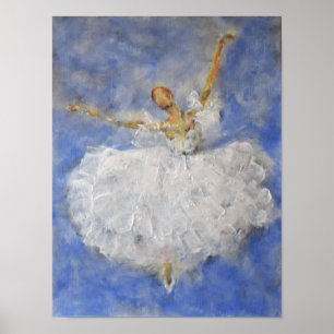 Ballerina danst in wolken poster