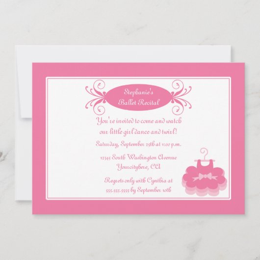 Ballerina dansuitnodiging voor een meisje met koor kaart (Voorkant)