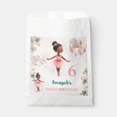 Ballerina Dark Skin Roze Blauwgroen Bloemen Verjaa Bedankzakje (Voorkant)