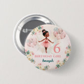 Ballerina Dark Skin Roze Blauwgroen Bloemen Verjaa Ronde Button 5,7 Cm (Voorkant /achterkant)