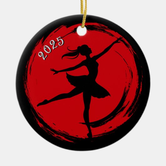 Ballerina Dated Black n Red Photo Ornament (Voorkant)