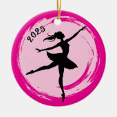 Ballerina Dated Pink Brushstroke Photo Ornament (Voorkant)