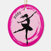 Ballerina Dated Pink Brushstroke Photo Ornament (Links)