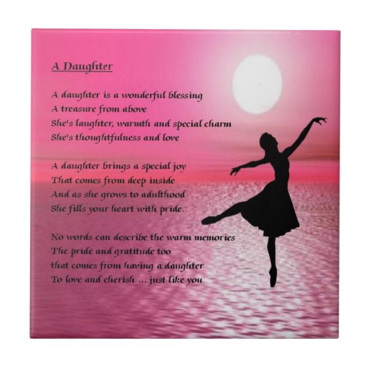 Ballerina Daughter Poem Tile Tegeltje (Voorkant)