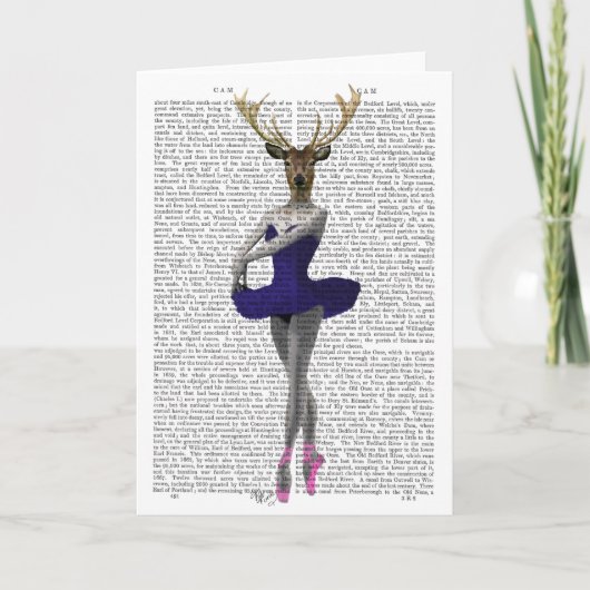 Ballerina Deer in Blauw Kaart (Voorkant)