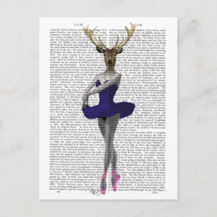 Ballerina Deer in Blue Briefkaart