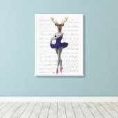 Ballerina Deer in Blue Canvas Afdruk (Insitu (Houten vloer))