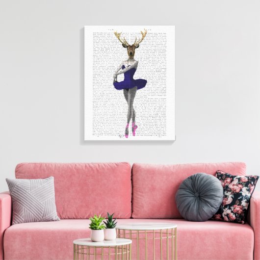 Ballerina Deer in Blue Canvas Afdruk (Insitu (Woonkamer))