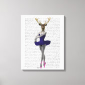 Ballerina Deer in Blue Canvas Afdruk (Voorkant)