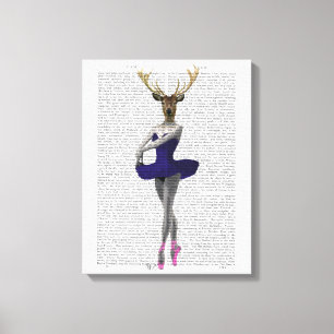 Ballerina Deer in Blue Canvas Afdruk
