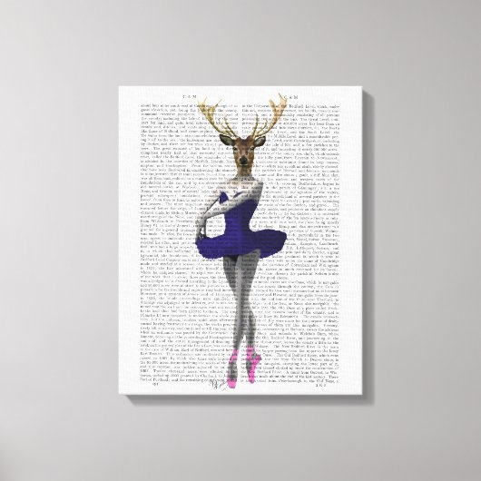 Ballerina Deer in Blue Canvas Afdruk (Voorkant)