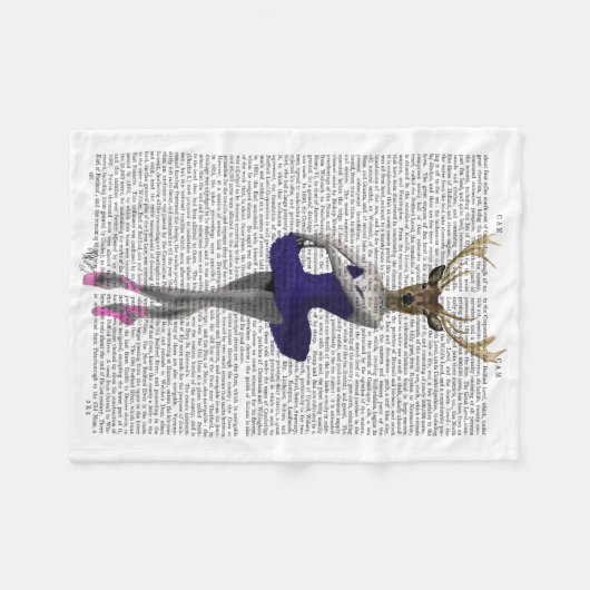 Ballerina Deer in Blue Fleece Deken (Voorkant (Horizontaal))