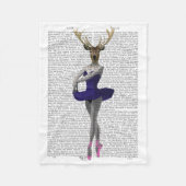 Ballerina Deer in Blue Fleece Deken (Voorkant)