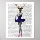 Ballerina Deer in Blue Poster (Voorkant)