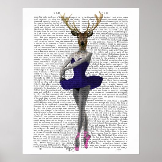 Ballerina Deer in Blue Poster (Voorkant)