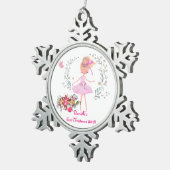  Ballerina Design Baby Eerste Kerstdag Tin Sneeuwvlok Ornament (Rechts)