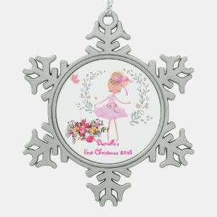  Ballerina Design Baby Eerste Kerstdag Tin Sneeuwvlok Ornament
