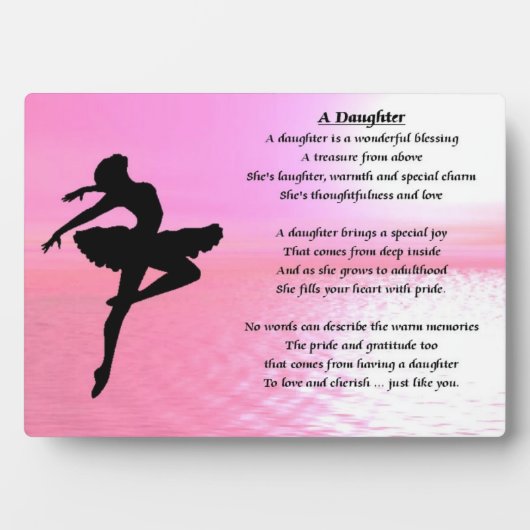 Ballerina Design - Daughter poem Plaque Fotoplaat (voorkant)