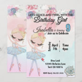 Ballerina die negen verjaardagsuitnodiging wordt kaart (Voorkant / Achterkant)