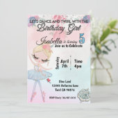 Ballerina die vijf verjaardagsuitnodiging draaien kaart (Staand voorkant)