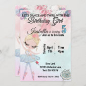 Ballerina die vijf verjaardagsuitnodiging draaien kaart (Voorkant / Achterkant)
