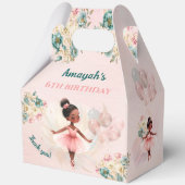 Ballerina donkere huid roze meisje verjaardag groo bedankdoosjes (Voorkant)