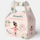Ballerina donkere huid roze meisje verjaardag groo bedankdoosjes (Achterkant)