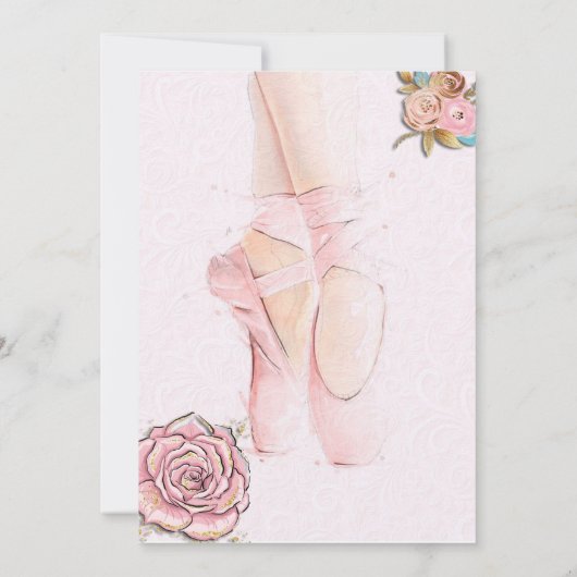 Ballerina draaien 2 verjaardag uitnodiging (Achterkant)
