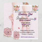 Ballerina draaien 5 verjaardag uitnodiging (Voorkant / Achterkant)