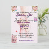 Ballerina draaien 9 verjaardag uitnodiging (Staand voorkant)