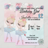 Ballerina draaien twaalf verjaardag uitnodiging (Voorkant / Achterkant)