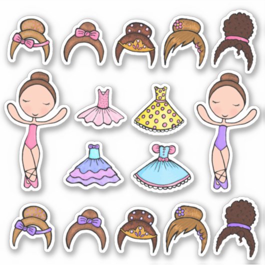 Ballerina Dress Up Tiara Tutu Play Stickers (Voorkant)